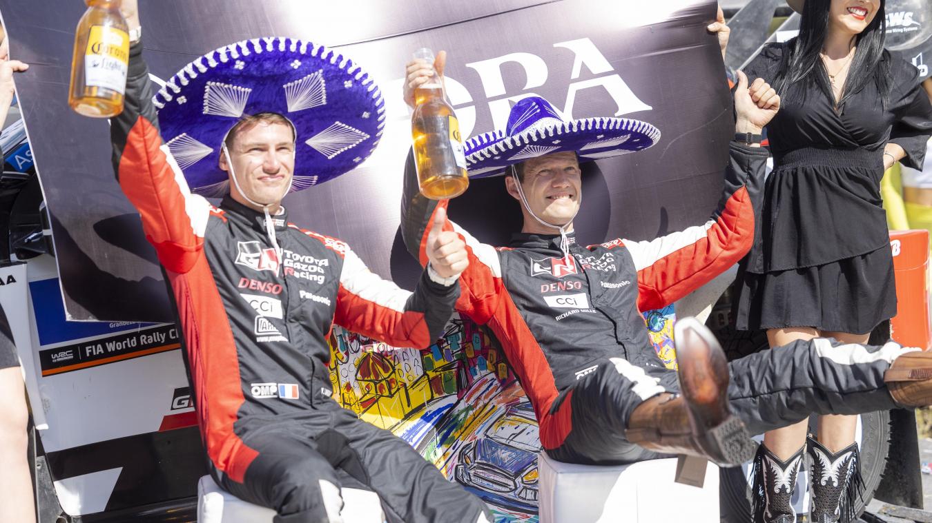 <p>Sébastien Ogier und sein Beifahrer Vincent Landais (l.) bejubeln ihren zweiten Saisonsieg zuletzt beim WM-Lauf in Mexiko.</p>