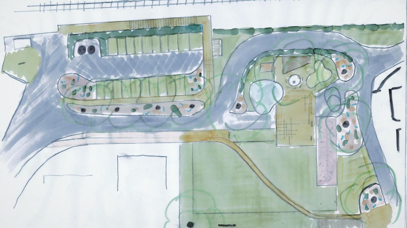 <p>Eine Skizze des geplanten neuen Dorfplatzes in Astenet.</p>