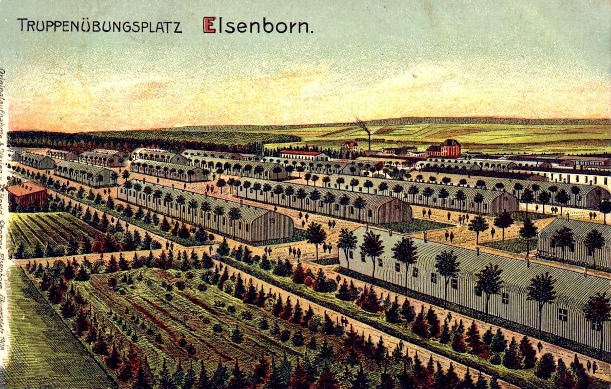 <p>Ein Postkartenmotiv aus dem Jahr 1908: Der Truppenübungsplatz Elsenborn war ein zusätzliches Argument für die alliierten Verhandlungsführer des Versailler Vertrages, den Kreis Malmedy in das Königreich Belgien zu integrieren.</p>