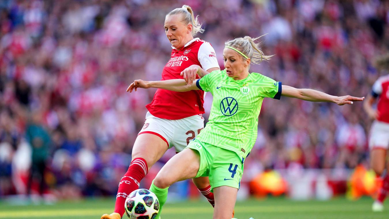 <p>Am 3. Juni spielt Kathy Hendrich (rechts) mit den Wolfsburgerinnen um Europas Klubkrone.</p>
