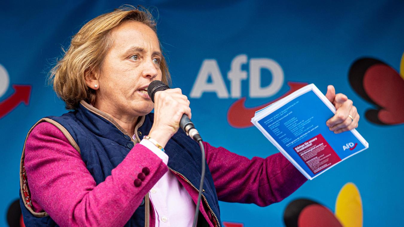 <p>Die AfD-Bundestagsabgeordnete Beatrix von Storch während einer Wahlkampfveranstaltung der AfD Niedersachsen.</p>