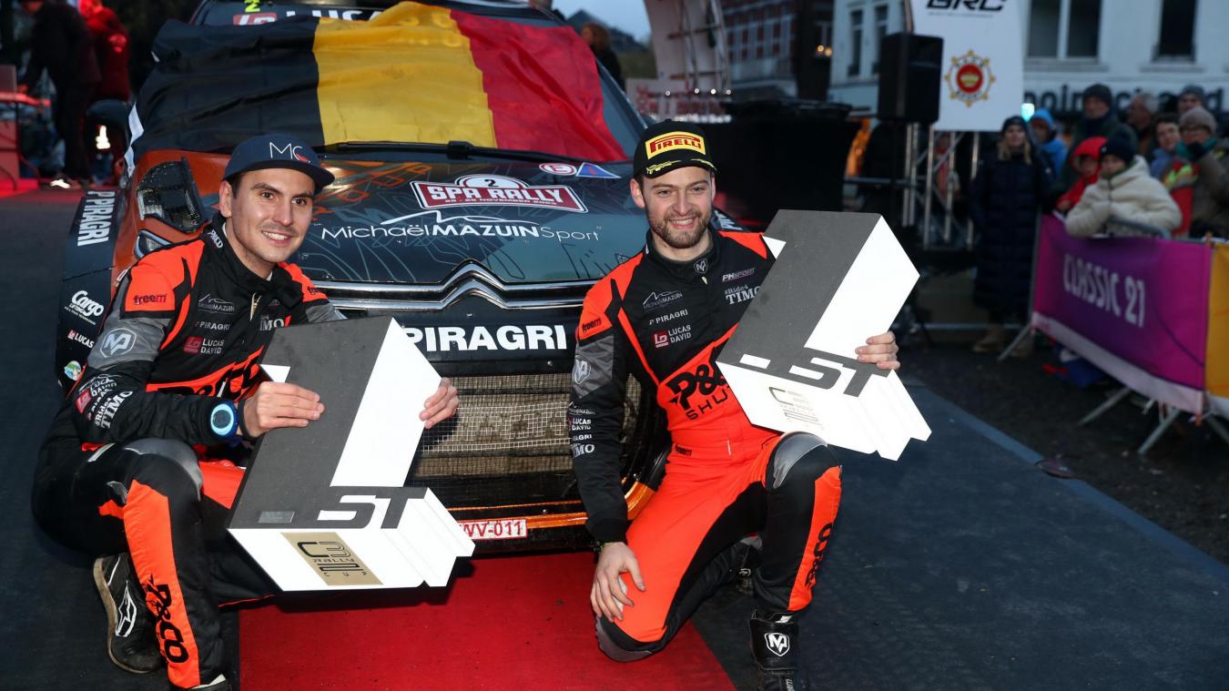 <p>Maxime Potty (r.) und Beifahrer Renaud Hermann sicherten sich den Titel.</p>