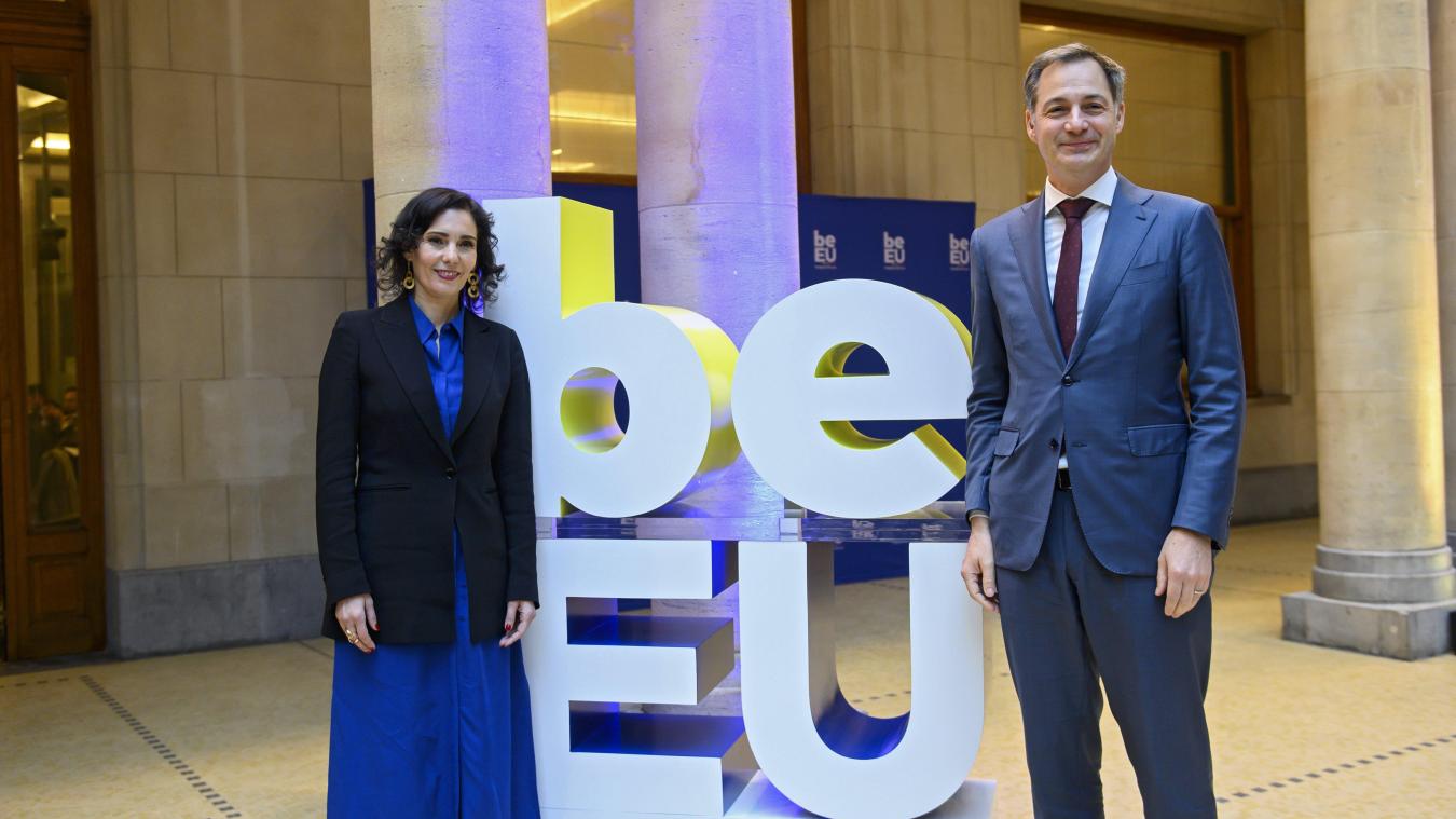 <p>Die „Speerspitzen“ des belgischen EU-Vorsitzes: Premier Alexander De Croo und Außenministerin Hadja Lahbib</p>