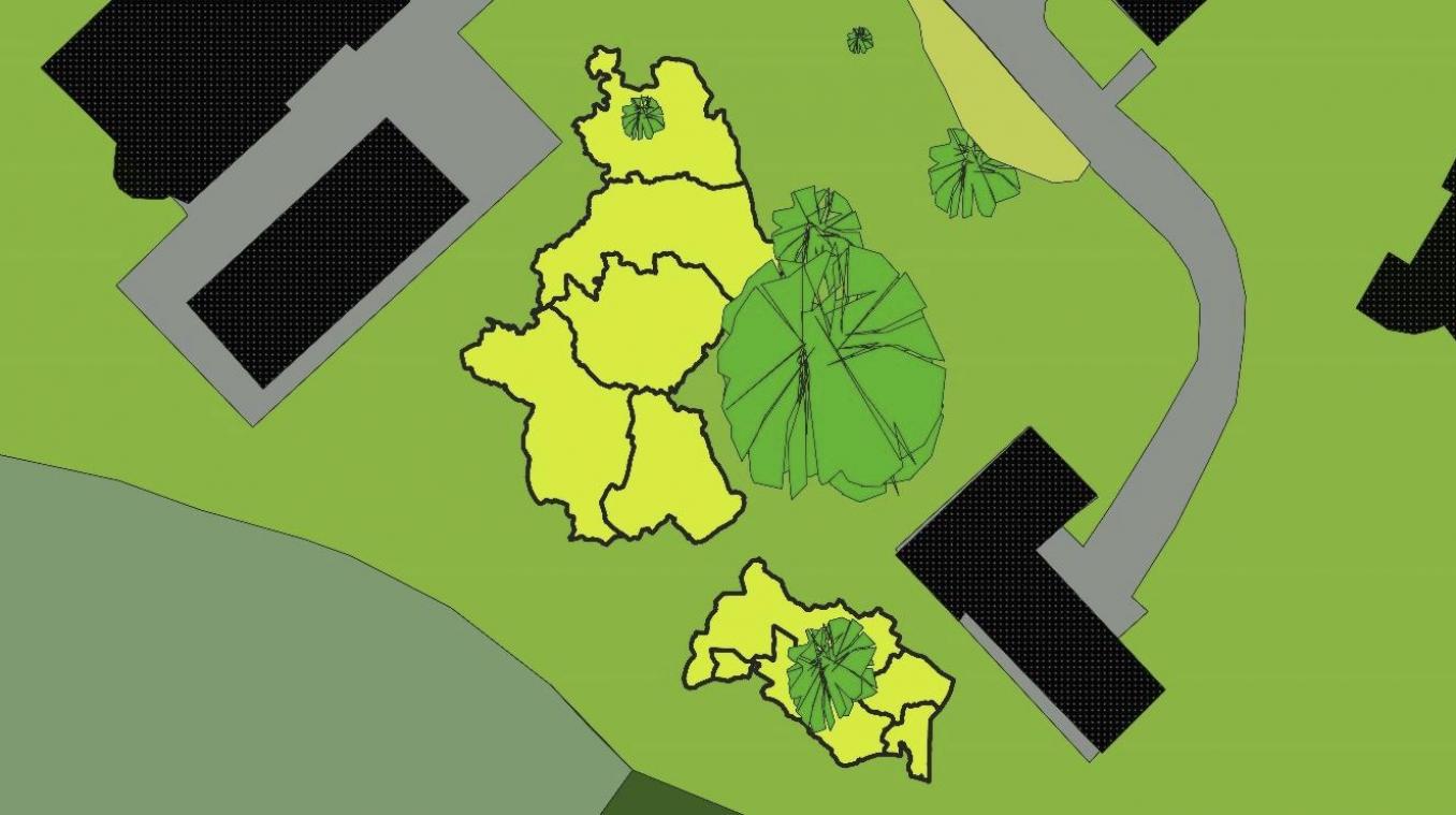 <p>Eine Skizze des geplanten Gartens in Form der Deutschsprachigen Gemeinschaft</p>