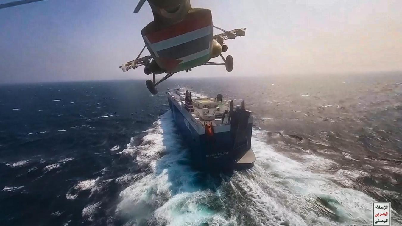 <p>Die Huthi Rebellen haben am 21. November 2023 das Frachtschiff „Galaxy Leader“ in Gewalt gebracht.</p>