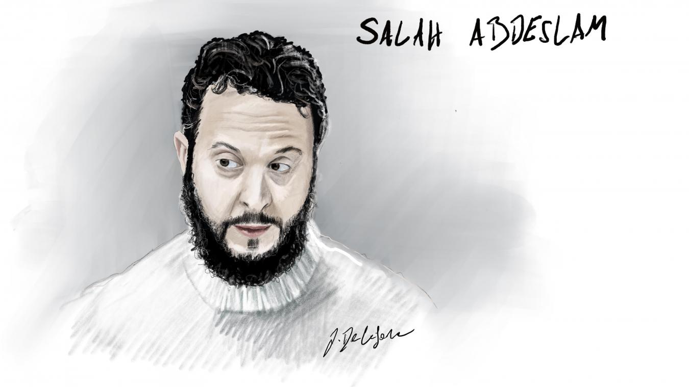<p>Salah Abdeslam (Gerichtszeichnung während des Terrorprozesses in Brüssel)</p>