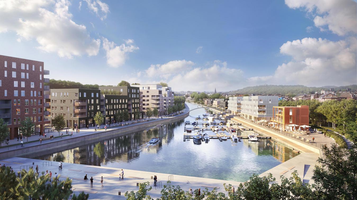 <p>So soll sich das neue „Rives Ardentes“-Quartier rund um den Lütticher Jachthafen künftig präsentieren.</p>