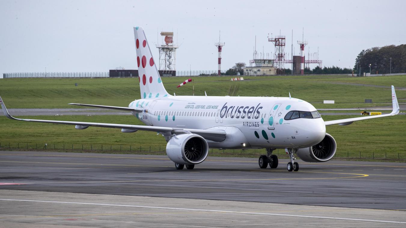 <p>Eine Maschine von Brussels Airlines hebt am Landesflughafen in Zaventem ab.</p>
