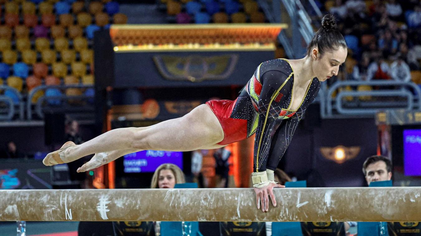 <p>Starke Vorstellung: Nina Derwael hat sich in Baku am Schwebebalken für Olympia in Paris qualifiziert.</p>