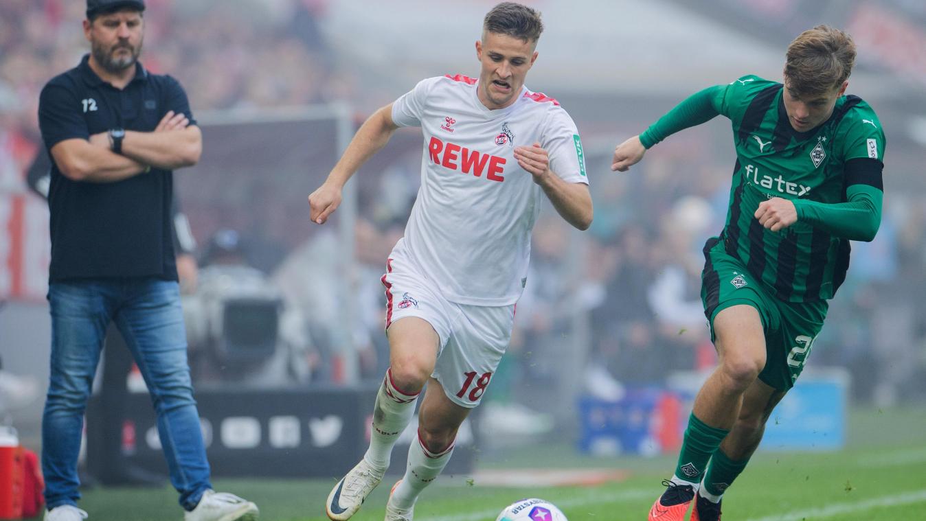 <p>Im Hinrundenspiel setzten sich Rasmus Carstensen (links) und Köln mit 3:1 gegen die Borussia durch.</p>