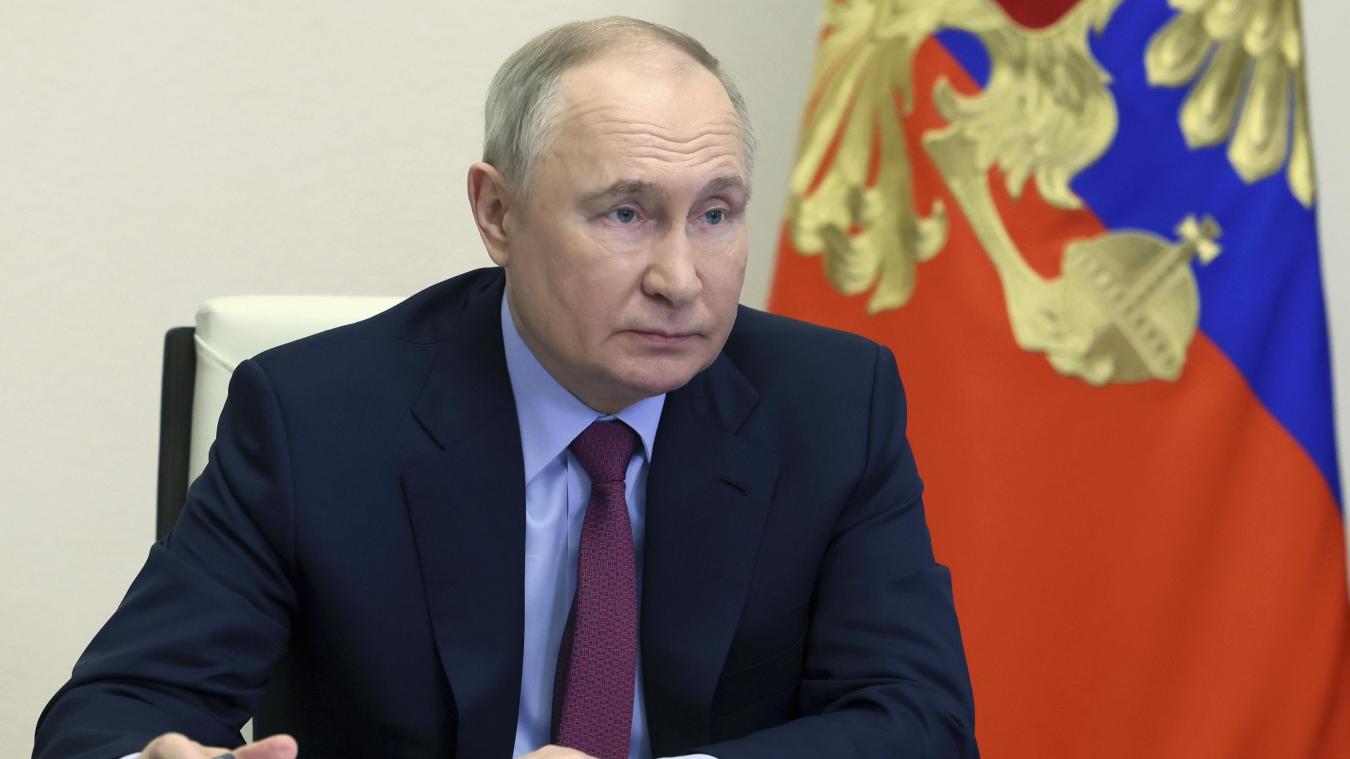 <p>Das von der staatlichen russischen Nachrichtenagentur Sputnik via AP veröffentlichte Bild zeigt Wladimir Putin, Präsident von Russland, bei einer Videokonferenz.</p>