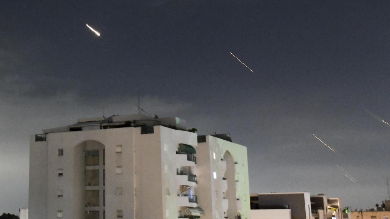 <p>Das israelische Luftabwehrsystem „Iron Dome“ feuert, um vom Iran abgefeuerte Raketen abzufangen.</p>