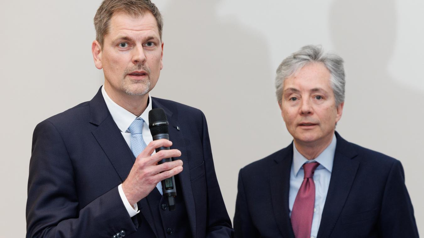 <p>Die föderalen Ombudsmänner Jérôme Aass (r.) und David Baele stellten am Mittwoch ihren Jahresbericht vor.</p>