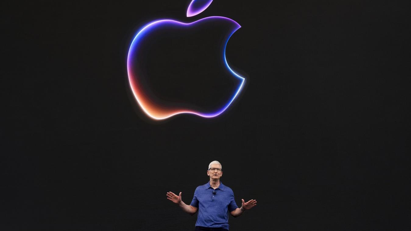 <p>Tim Cook, CEO von Apple, spricht bei einer Ankündigung neuer Produkte während der Apple-Entwicklerkonferenz WWDC auf dem Apple-Campus.</p>