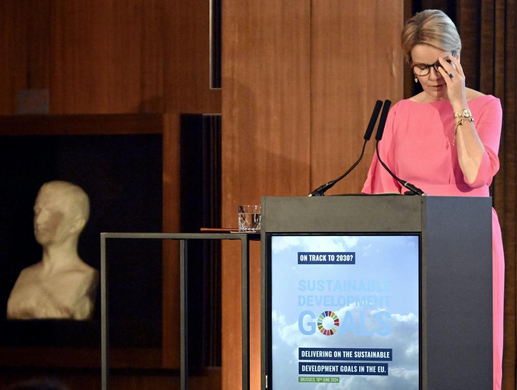 <p>Königin Mathilde sprach am Dienstag über den Fortschritt der Nachhaltigkeitsziele.</p>