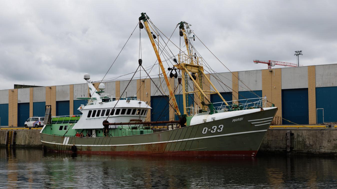 <p>Ein Fischerboot im Hafen von Ostende</p>