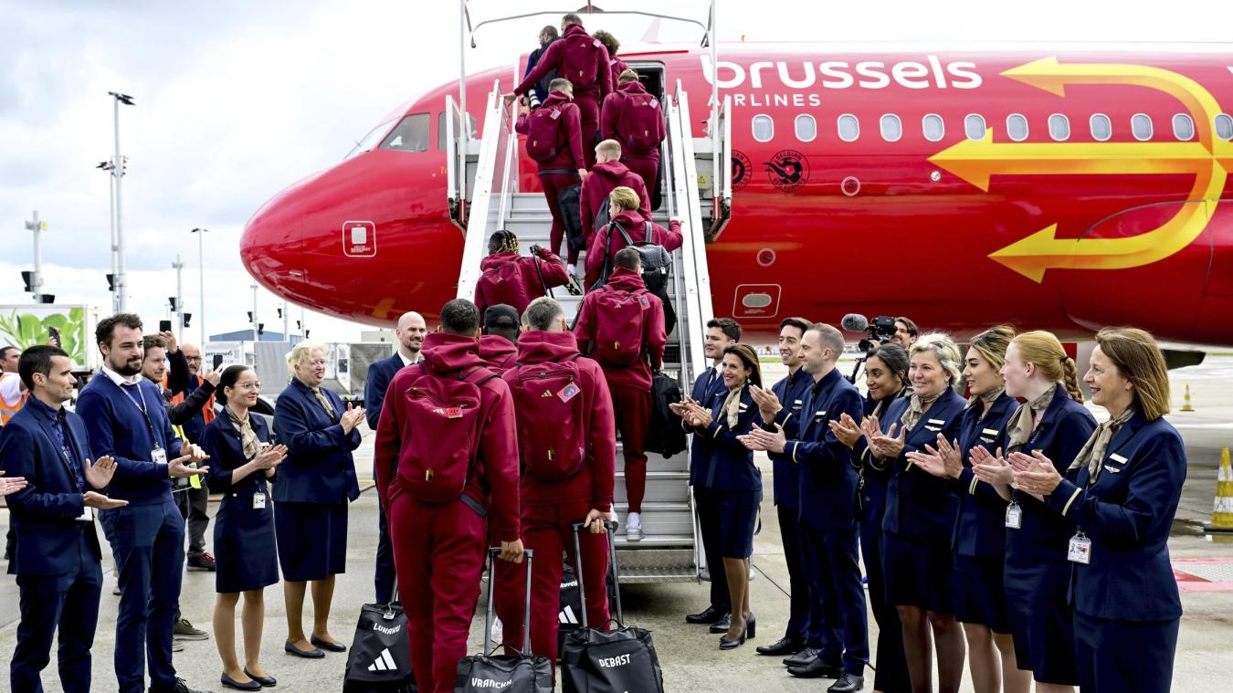 <p>Die Roten Teufel, hier beim Abflug zur EM 2024, heben am Donnerstag in Richtung Kasachstan ab.</p>