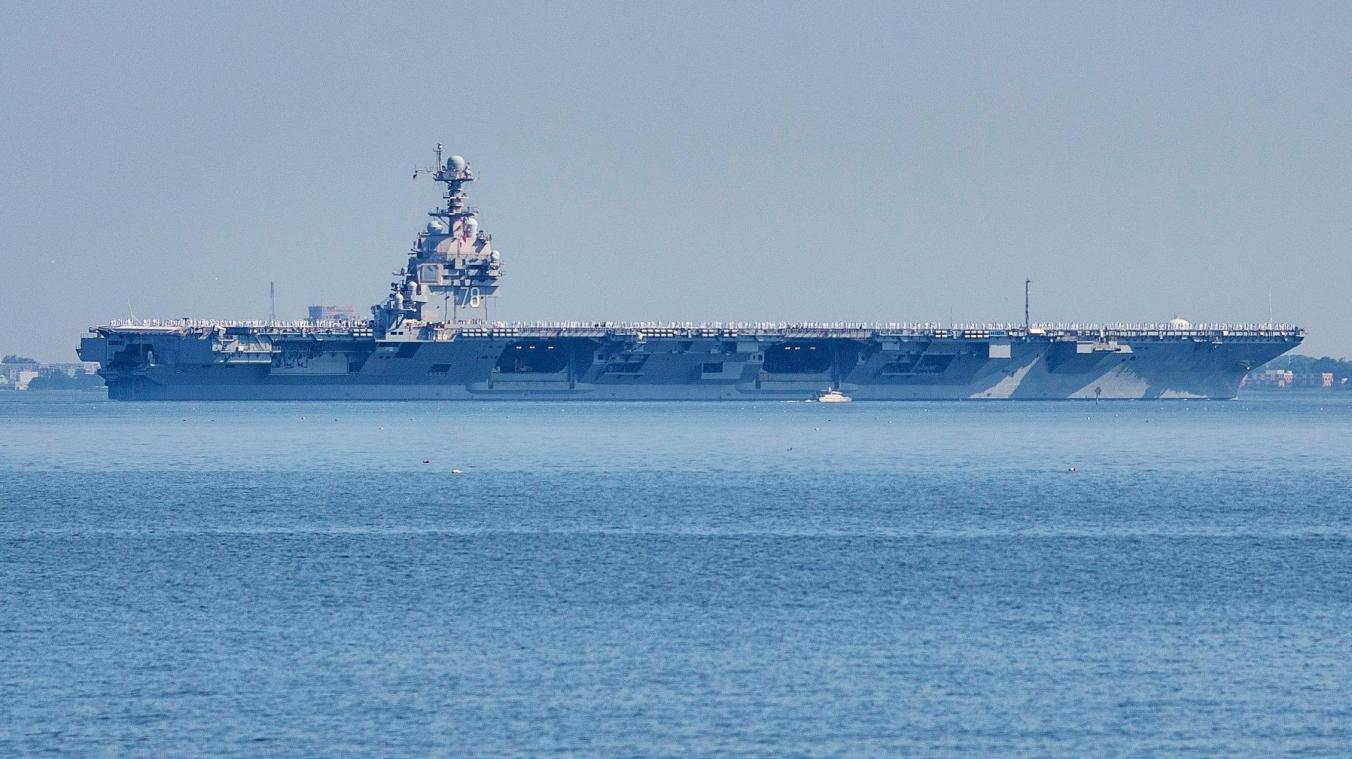 <p>Der Flugzeugträger USS Gerald R. Ford verlässt am 23. Juni 2025 die Naval Station Norfolk in Norfolk, Virginia.</p>