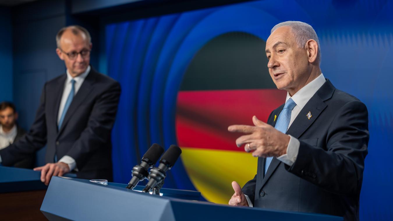 <p>Der deutsche Bundeskanzler Friedrich Merz (links) nimmt neben Benjamin Netanjahu, Ministerpräsident von Israel, an der Pressekonferenz nach dem Gespräch im Regierungssitz teil.</p>