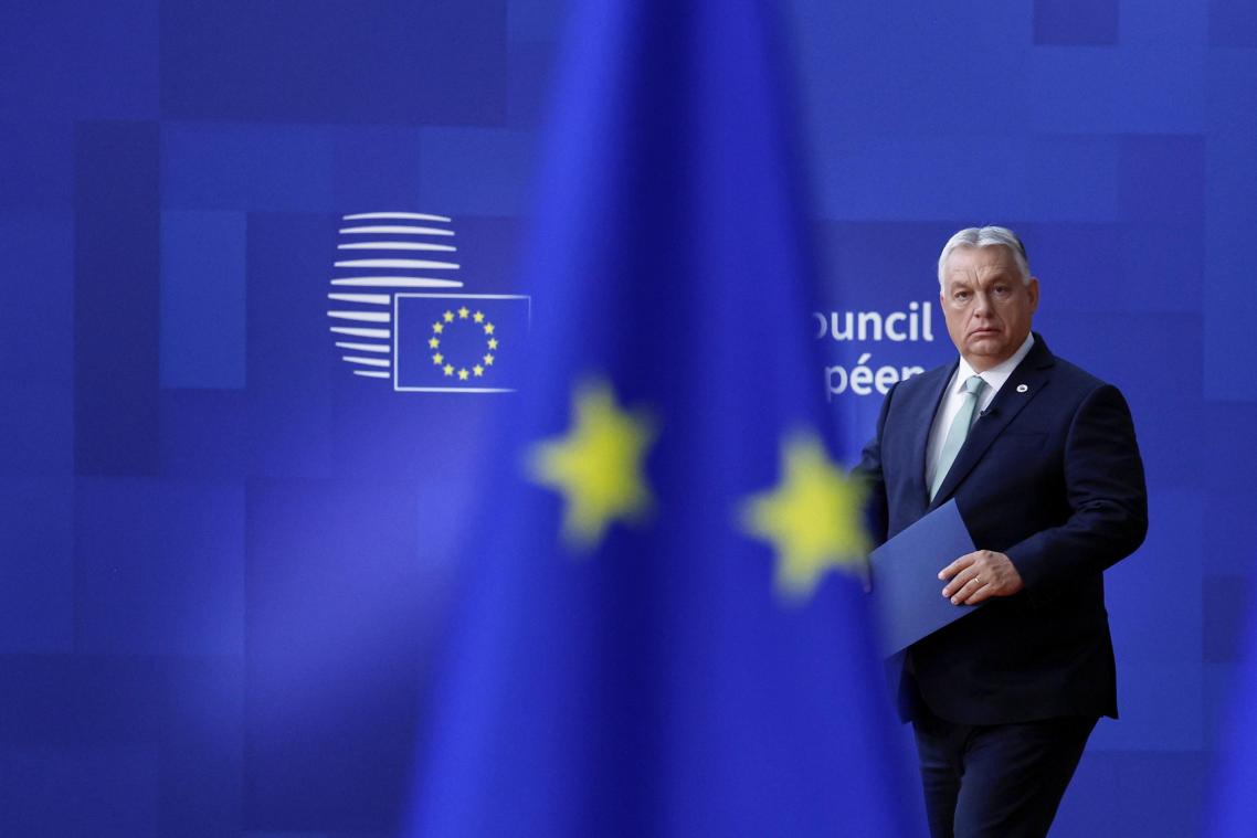 <p>Ungarns Ministerpräsident Viktor Orban trifft im Gebäude des Europäischen Rates in Brüssel zu einem EU-Gipfel ein.</p>