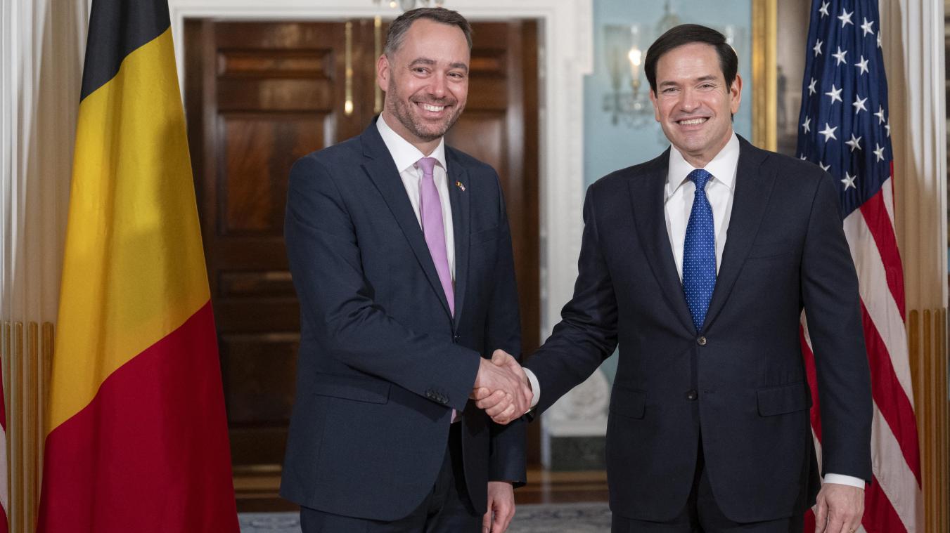 <p>Maxime Prévot (links)hat US-Außenminister Marco Rubio (rechts)getroffen.</p>