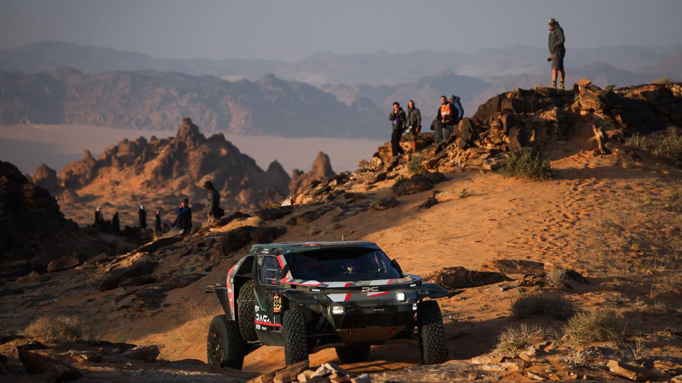 <p>Nasser Attiyah (Katar) und Fabian Lurquin (Belgien) im Dacia Sandriders, Ultimate, BF Goodrich während der Dakar 2026</p>
