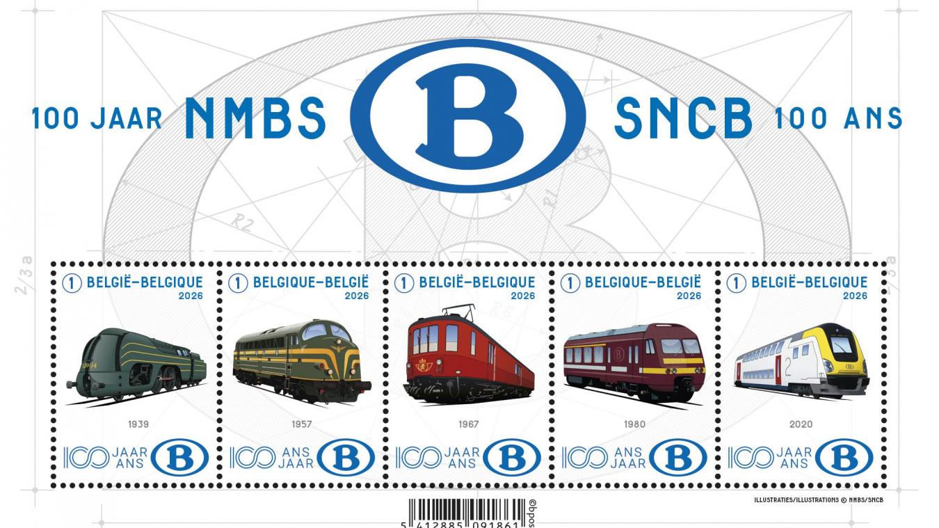 <p>Sonderbriefmarken zu 100 Jahre SNCB</p>