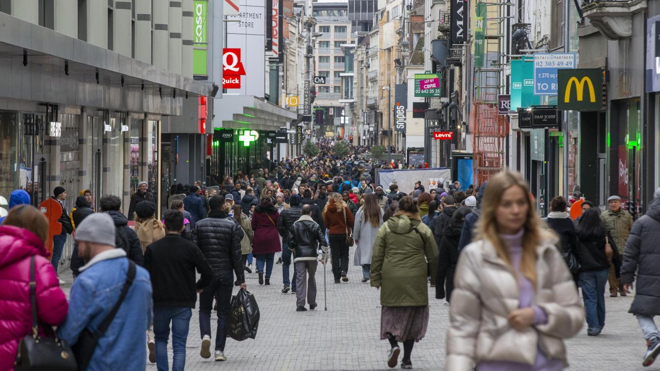 <p>Ein Blick in die Rue Neuve in Brüssel</p>
