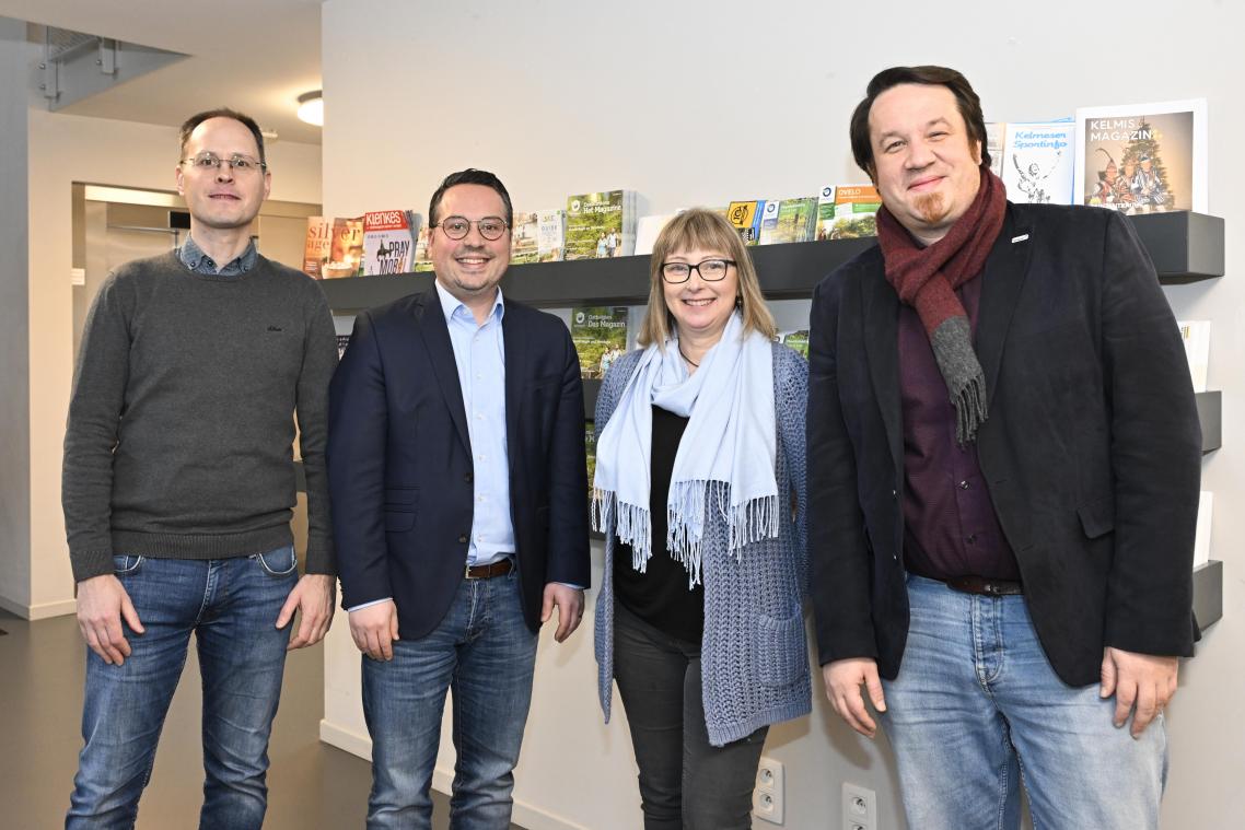 <p>Patrick Creutz, Verwaltungsdirektor AGR, der zuständige Schöffe Björn Klinkenberg, Pascale Bronckart und Museumsleiter Jan Sabri Cetinkaya stellten das Projekt vor.</p>