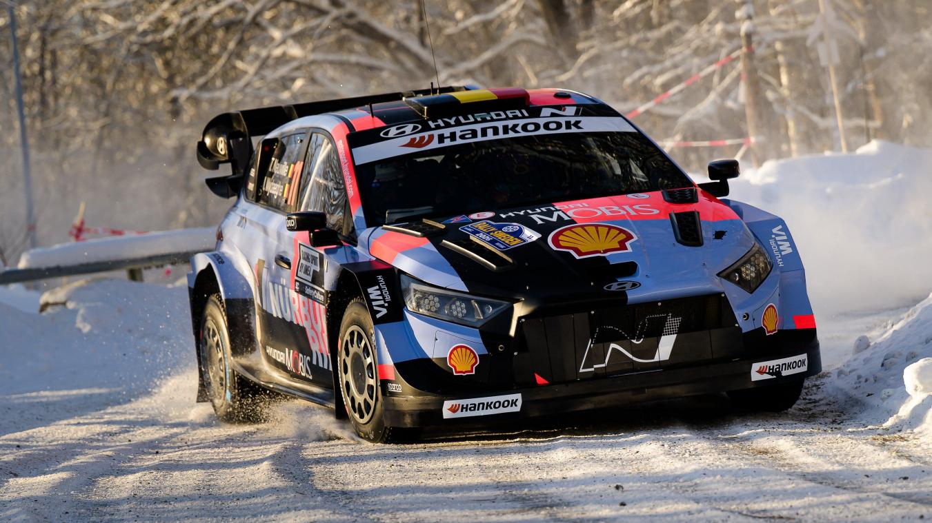 <p>Neuville-Wydaeghe (Hyundai) beim Shakedown in Schweden</p>
