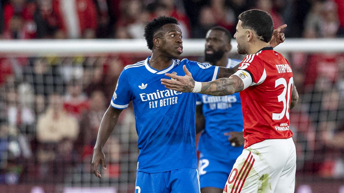 <p>Madrids Vinicius (links) soll gegen Benfica Lissabon rassistisch beleidigt worden sein.</p>