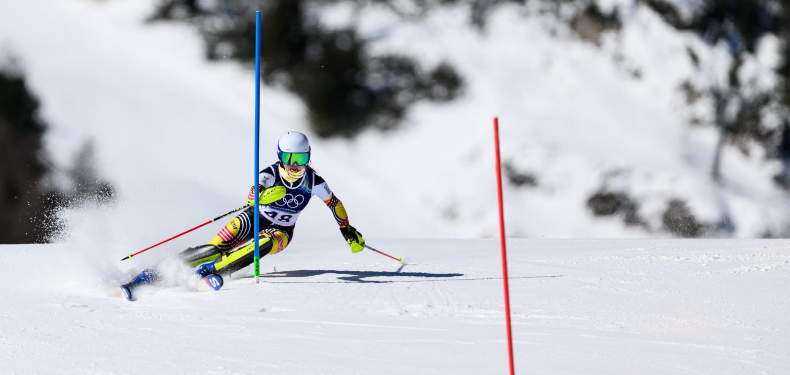 <p>Kim Vanreusel fährt im Slalom der Frauen in Cortina auf Platz 34.</p>