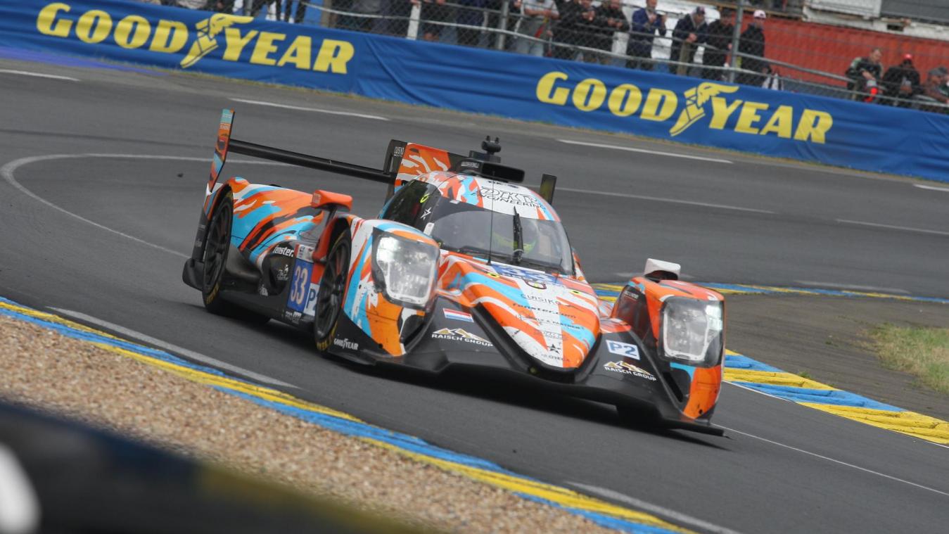 <p>Das ostbelgische Team DKR, hier 2024 in der Indianapolis-Kurve, ist 2026 wieder in Le Mans am Start.</p>