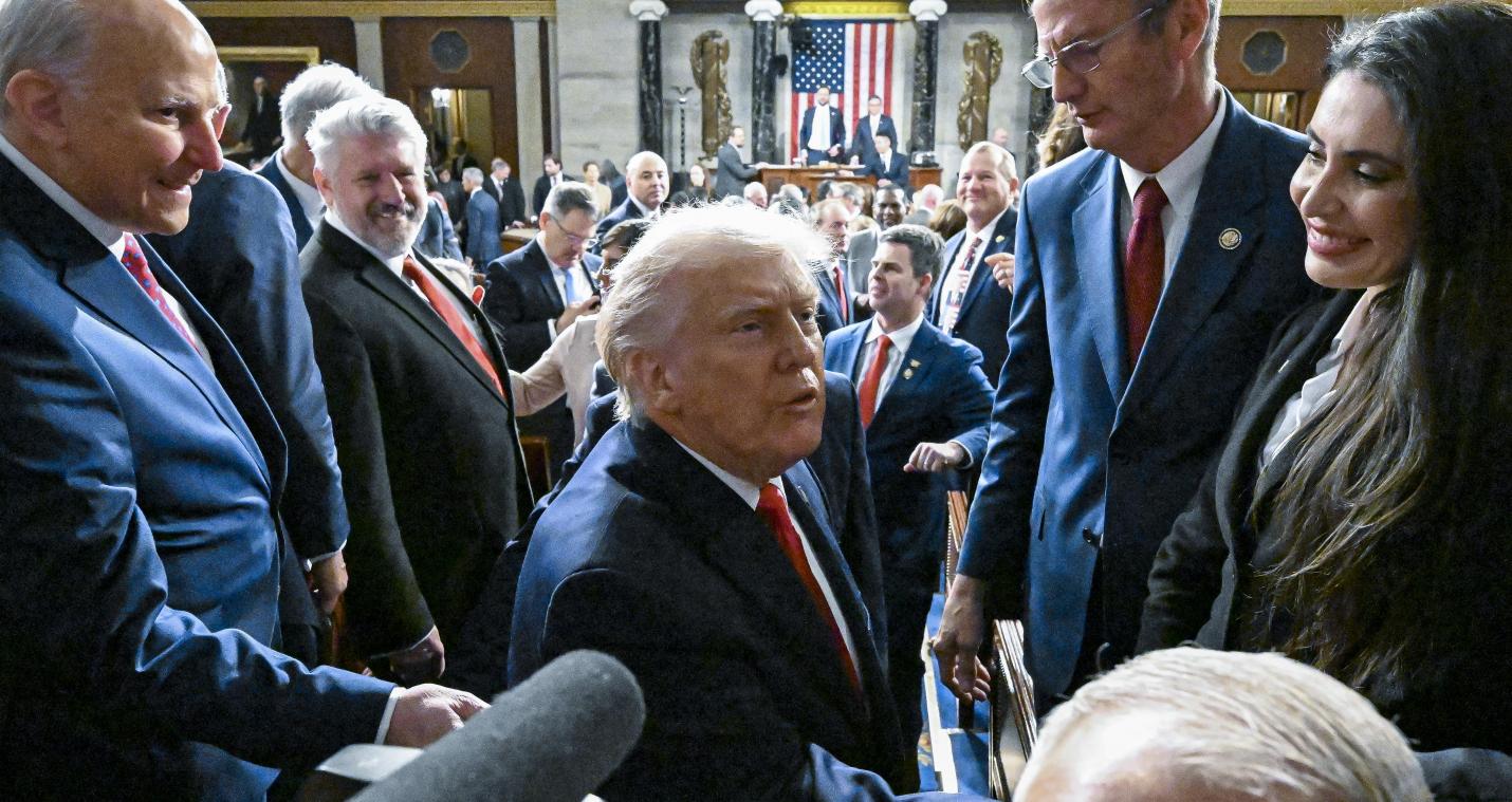 <p>Donald Trump kurz nach seiner Rede im US-Kapitol</p>