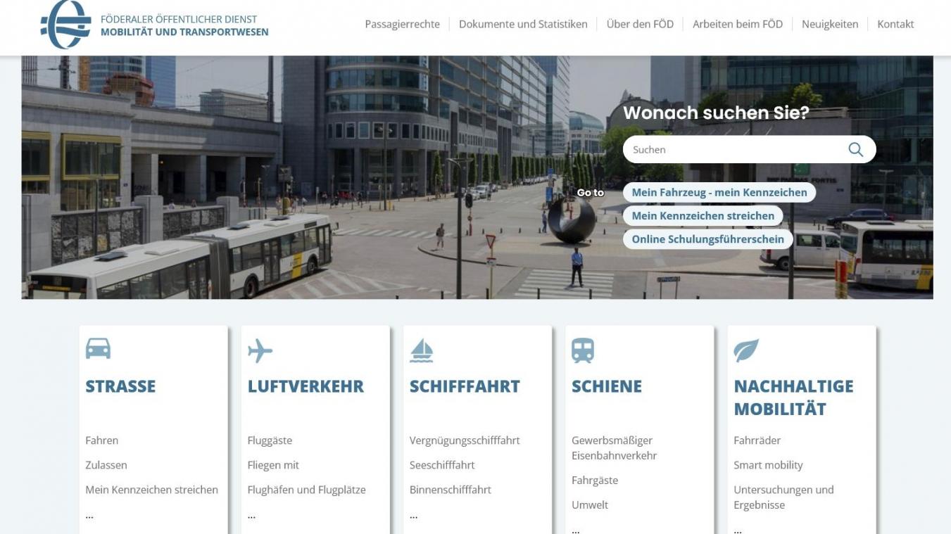 <p>Blick auf die Webseite des föderalen Verkehrsministeriums</p>