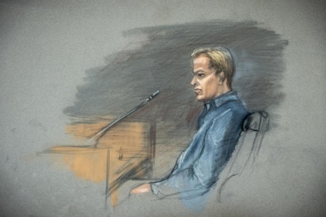 <p>Eine Gerichtszeichnung zeigt den Angeklagten Marius Borg Høiby am driten Tag des Prozesses gegen ihn im Osloer Bezirksgericht.</p>