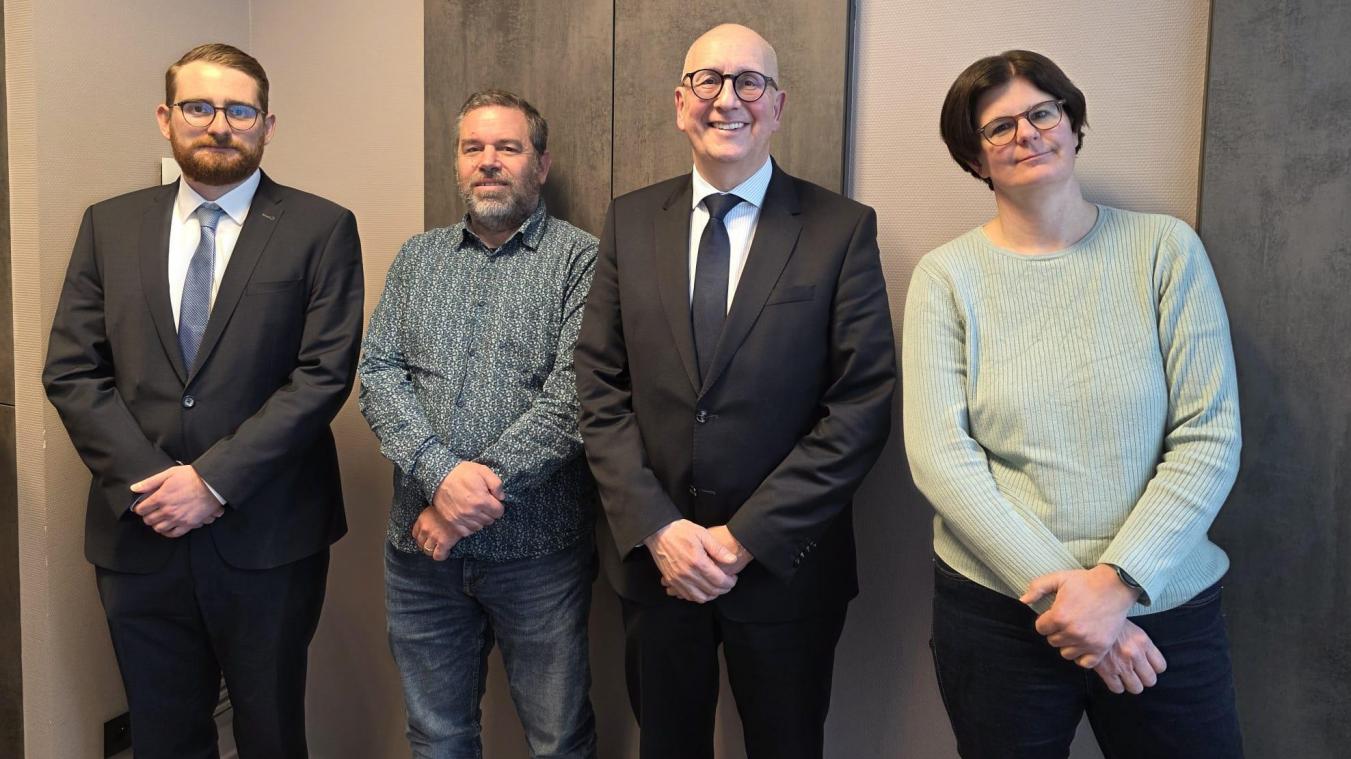 <p>Samuel Deneffe, Stephan Mathieu (Sekretär), Volker Klinges und Susanne Niessen (v.l.)</p>