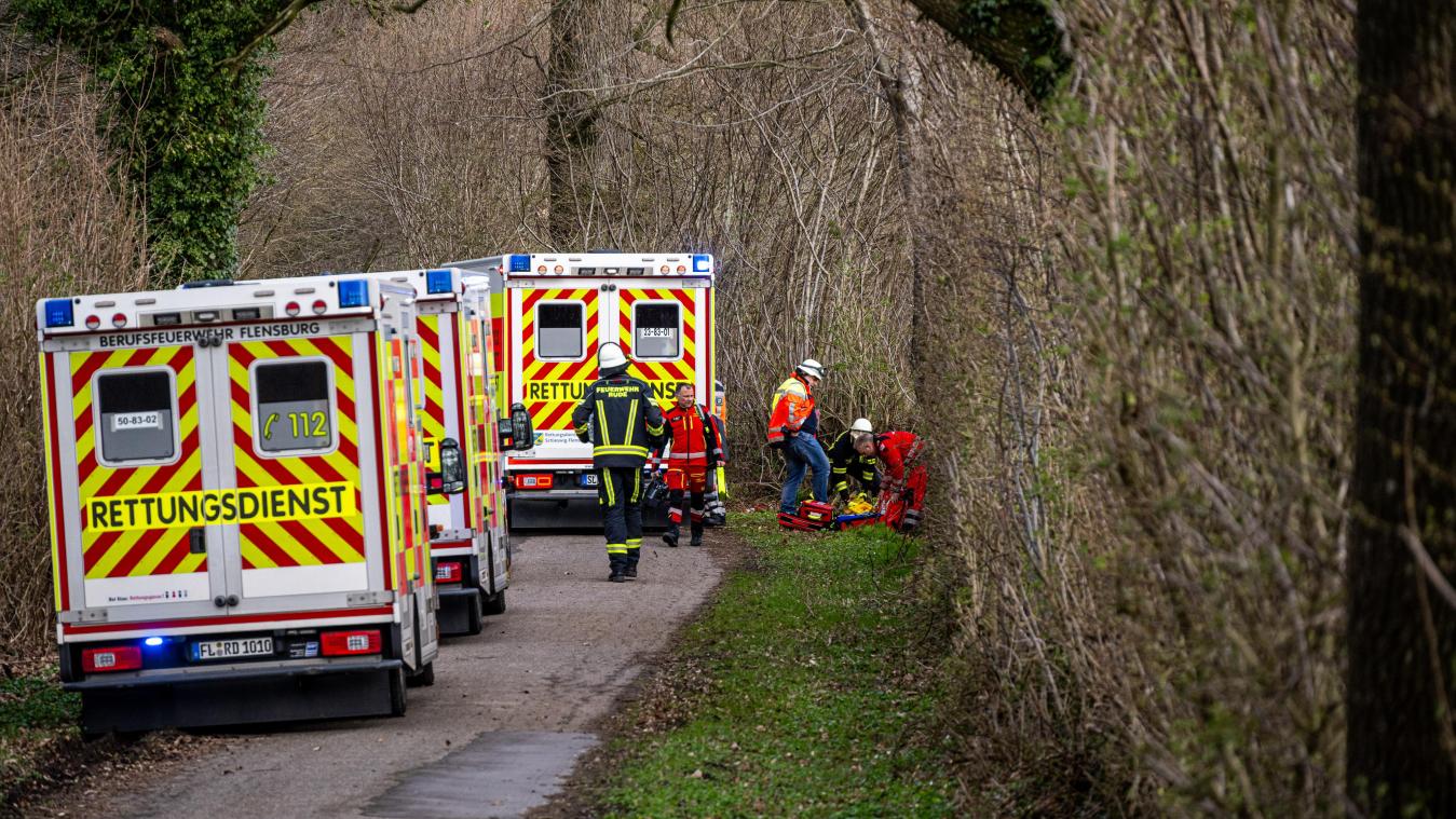 <p>Rettungskräfte sind nach einem Unglück in einem Waldstück südöstlich von Flensburg im Einsatz.</p>