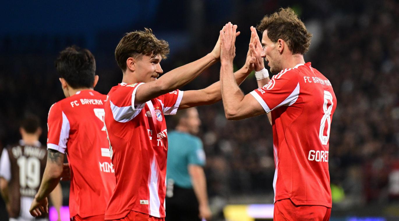 <p>Leon Goretzka (rechts) schoss Bayerns Rekordtor.</p>