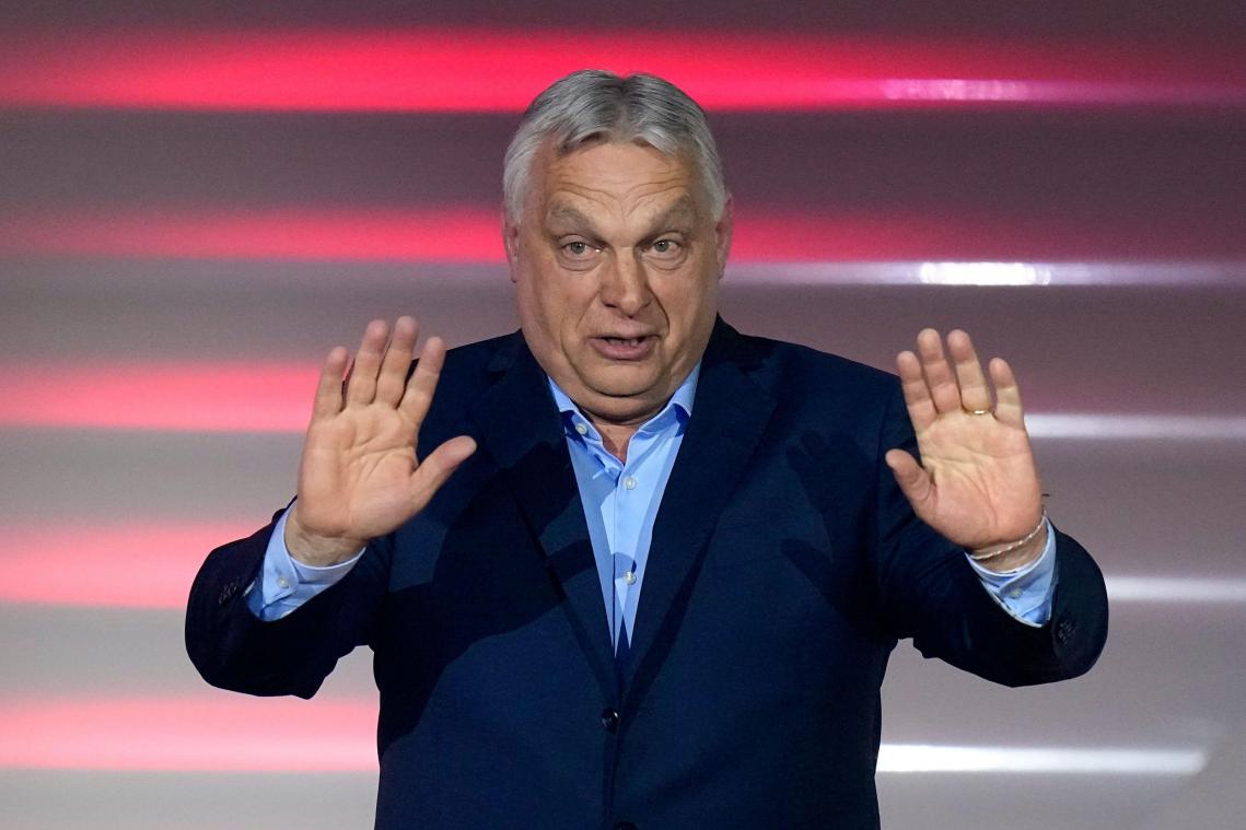 <p>Ungarns Ministerpräsident Viktor Orban reagiert nach der Bekanntgabe der Ergebnisse der Parlamentswahlen.</p>