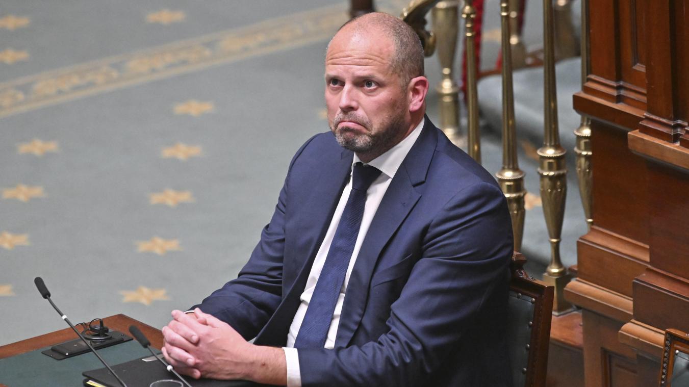 <p>Verteidigungsminister Theo Francken am Donnerstag in der Kammer</p>