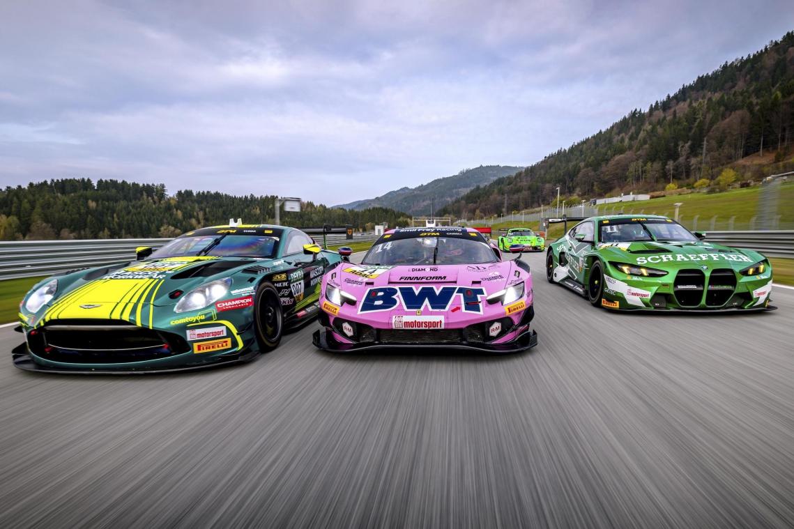 <p>Markenvielfalt in der DTM. Links der Aston Martin des belgischen Teams Comtoyou.</p>