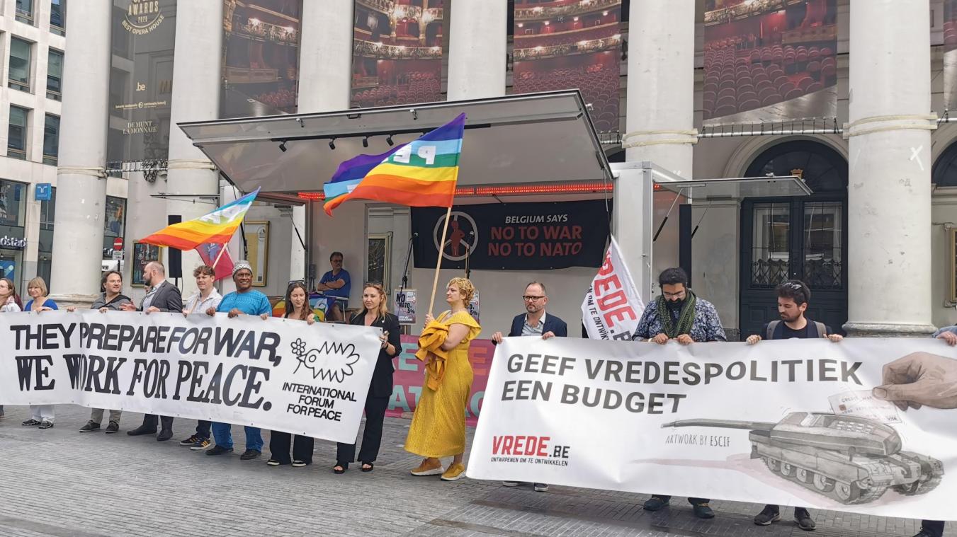 <p>Kundgebung gegen Militarisierung am 23. Juni 2025 in Brüssel</p>