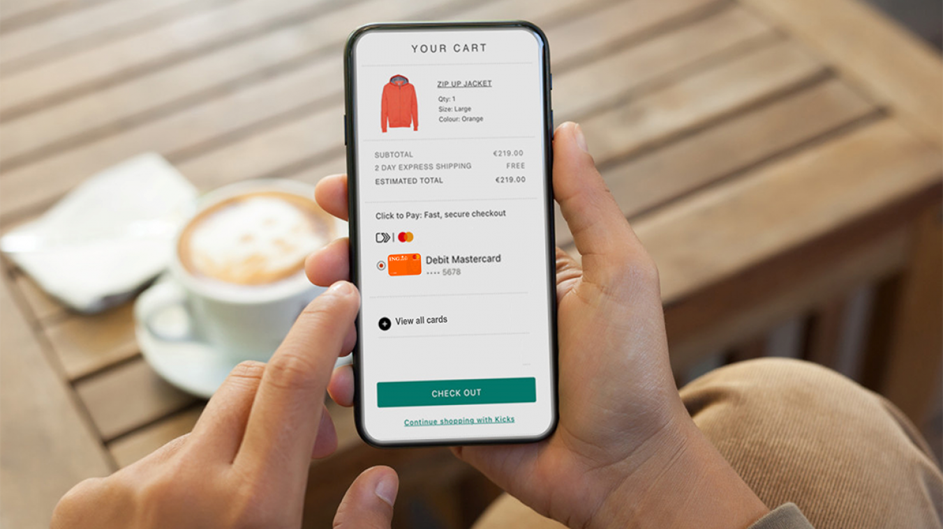 <p>Online-Einkauf per Smartphone: Mit neuen Systemen wie „Click to Pay“ sollen Zahlungen künftig schneller, einfacher und ohne Eingabe von Kartendaten möglich werden.</p>