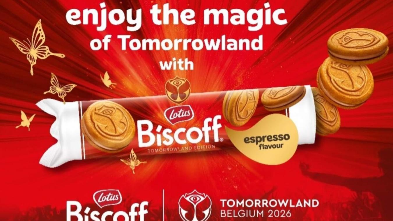 <p>Lotus Bakeries bringt eine Biscoff-Sonderedition mit Espresso-Geschmack im Design des Festivals Tomorrowland auf den Markt.</p>