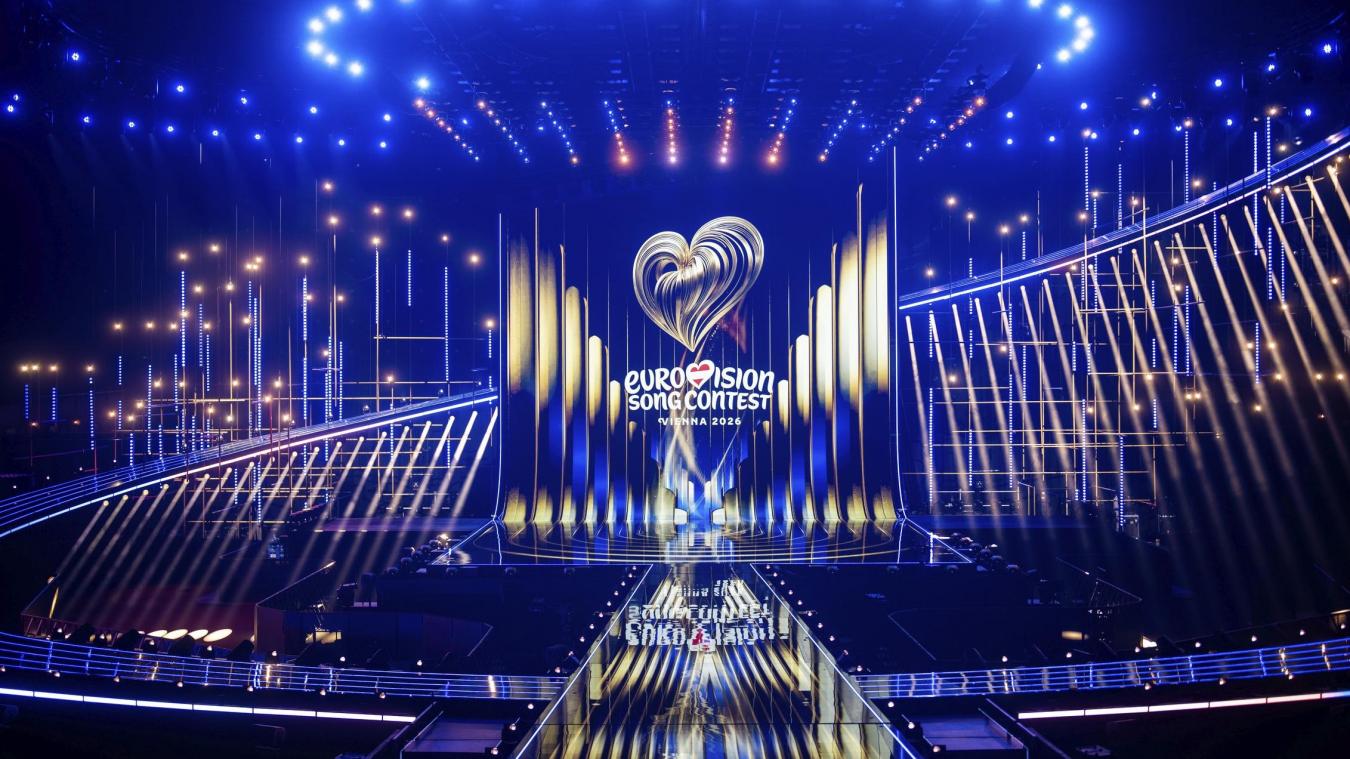 <p>Der Blick auf die ESC-Bühne während eines ORF Medienupdates zum Eurovision Song Contest. +++ dpa-Bildfunk +++</p>