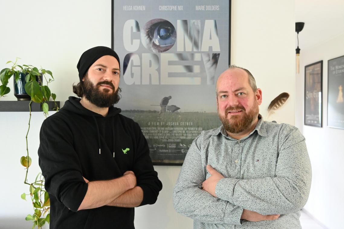 <p>Für Joshua Cremer (l.) und Hauptdarsteller Christophe Nix (r.) ist „Coma Grey“ das bisher größte Filmprojekt.</p>