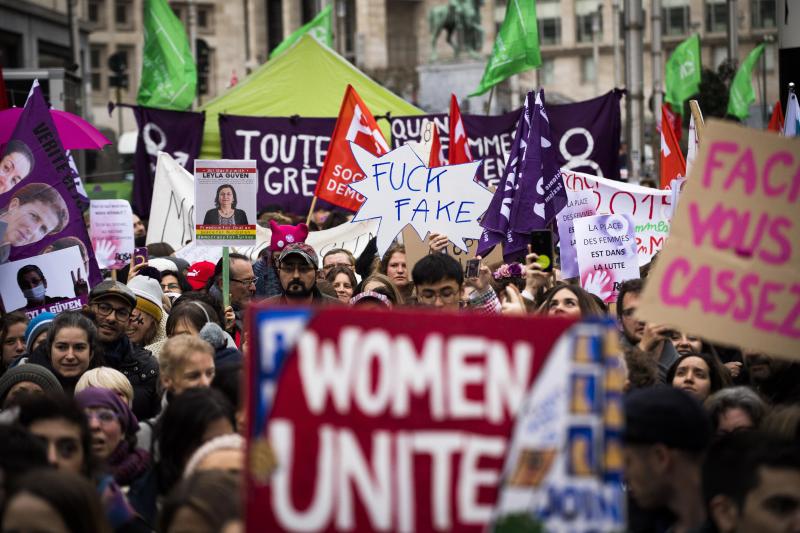 <p>Der Frauenstreik zum Internationalen Frauentag im Jahr 2019 in Brüssel.</p>