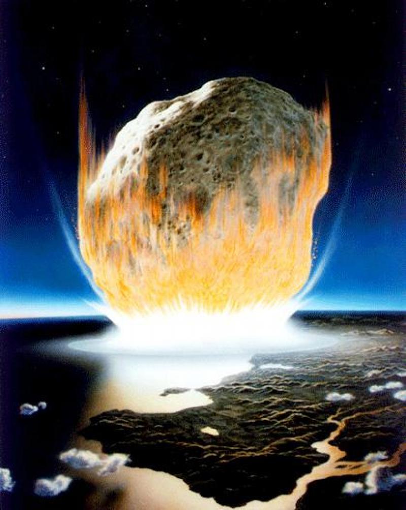 <p>Dies ist die künstlerische Interpretation eines Asteroidenaufpralls auf der Erde.</p>