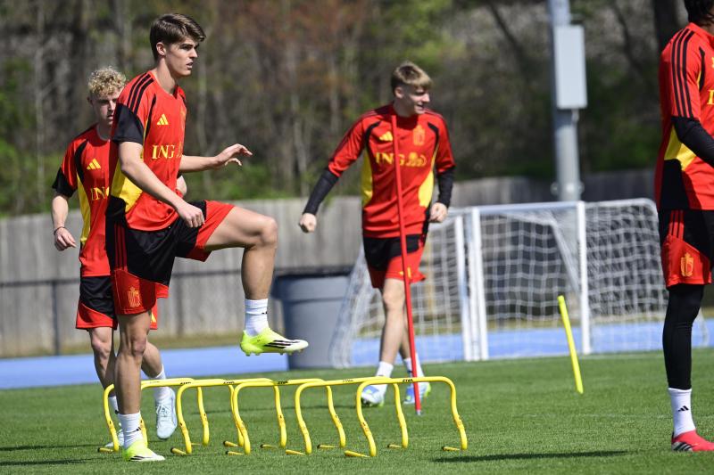 <p>De Ketelaere beim ersten Training in Atlanta</p>